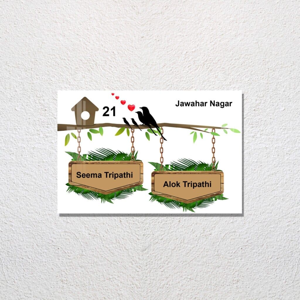 Birds Acrylic Designer Name Plate