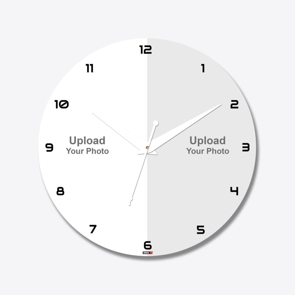 2 Photos Circle Acrylic Photo Wall Clock